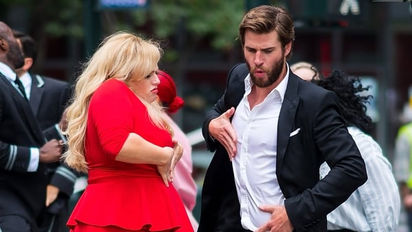 Rebel Wilson dancing with Liam Hemsworth on set