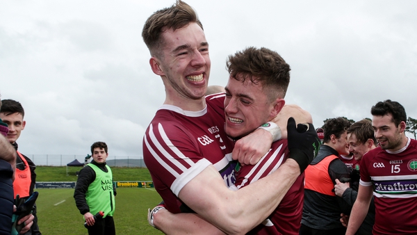 St Mary's Caolan Dillon and Liam Rafferty celebrate