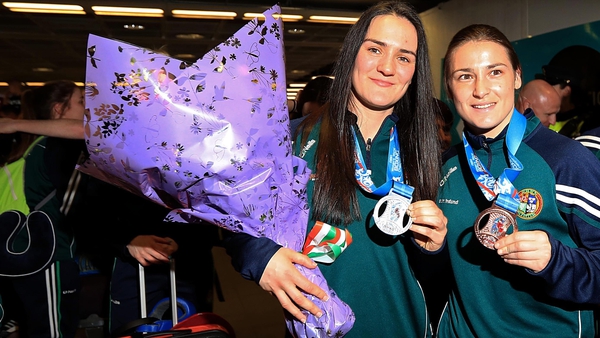 Kellie Harrington (L) and Katie Taylor after the 2016 World Championships where they won silver in light-welterweight and bronze in lightweight respectively