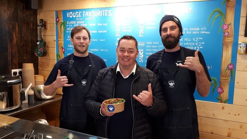 Neven with the owners of Shaka Poké in Dublin