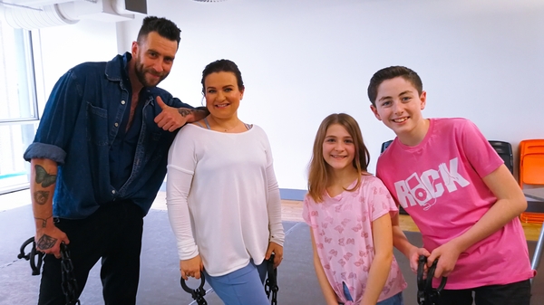 Ian Banham and Lilia Kopylova in the rehearsal studio with Darragh and Darcy