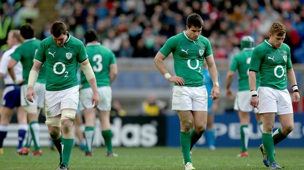 Ireland's Peter O'Mahony, Conor Murray and Ian Madigan dejected
after the 2013 loss to Italy