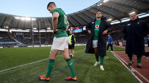 Johnny Sexton and Conor Murray at the end of Ireland's awkward 26-16 win over Italy in Rome