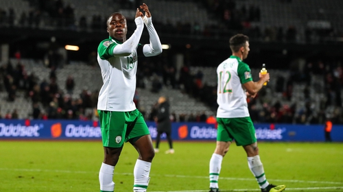Michael Obafemi (L) made his Ireland debut last November