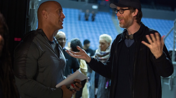 Dwayne 'The Rock' Johnson and Stephen Merchant on the set of Fighting With My Family