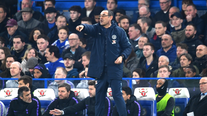 Maurizio Sarri on the sideline during Chelsea's midweek win over Spurs