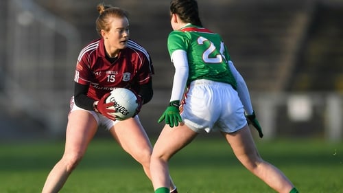 Sarah Conneally of Galway in action against Róisín Durkin of Mayo