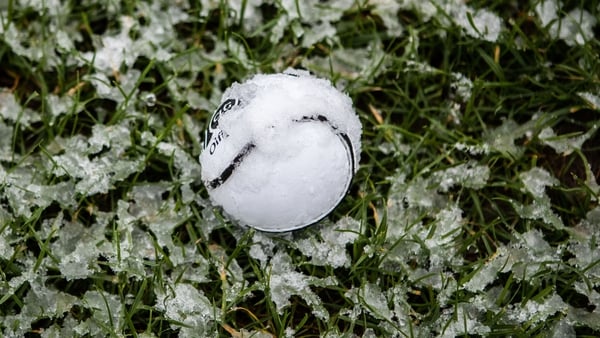 An icy sliotar at Fitzgerald Stadium yesterday during Kerry's Allianz Hurling League clash with Meath