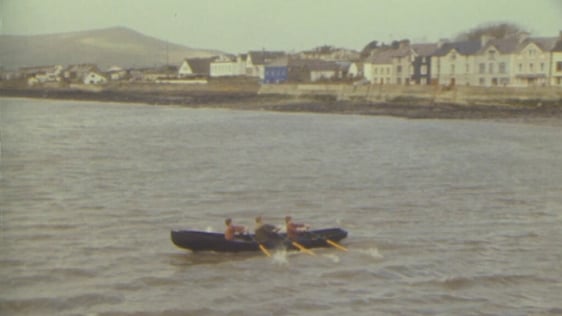 Eddie Hutchinson and sons rowing naomhóg in Dingle, County Kerry (1984)