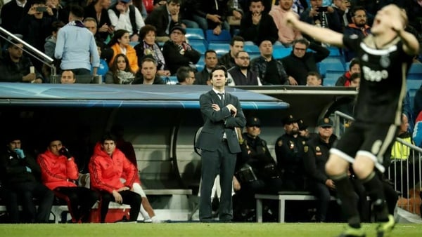 Real Madrid head coach Santiago Solari looks on during his team's defeat