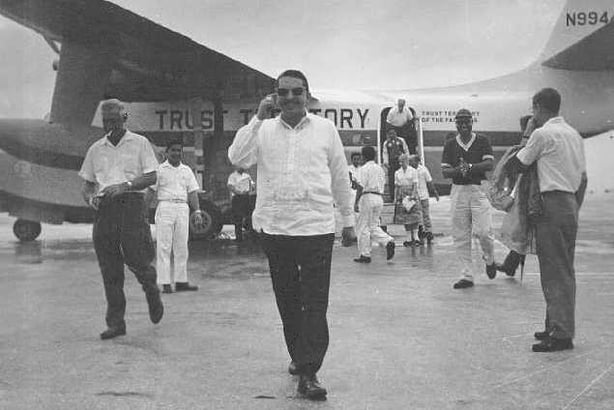 Arrival of Deputy HiCom Benitez, 1961. Image courtesy of Trust Territory of the Pacific Islands Archives.