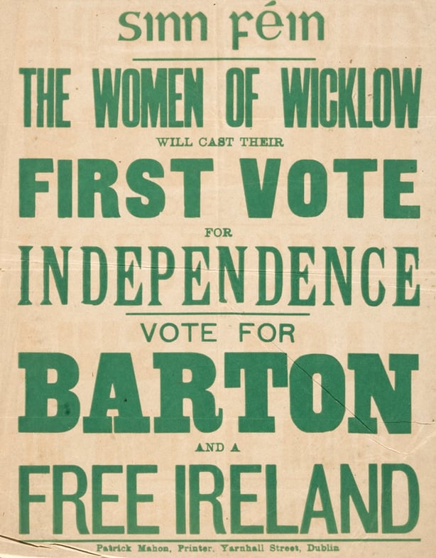 A 1918 election poster urging women to vote for Sinn Fein