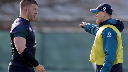 Sean O'Brien and Joe Schmidt at an Ireland training session last month