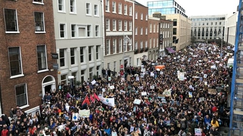 The protesters gathered in Molesworth Street for the demonstration