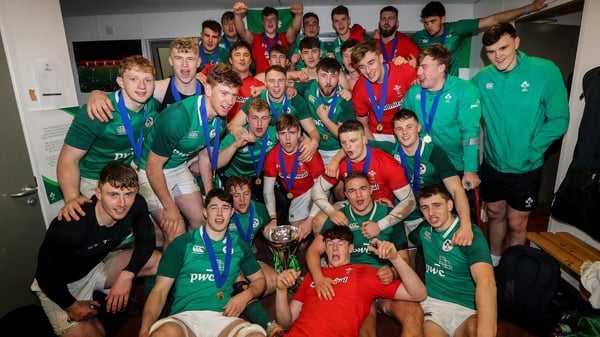 Ireland U20s celebrate with their trophy