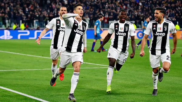Ronaldo celebrates his hat-trick in Turin