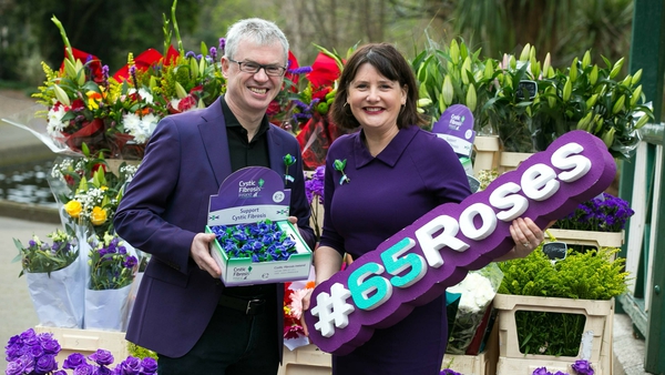 Keelin Shanley and Joe Brolly at the launch of the annual 65 Roses Day fundraising campaign for cystic fibrosis.