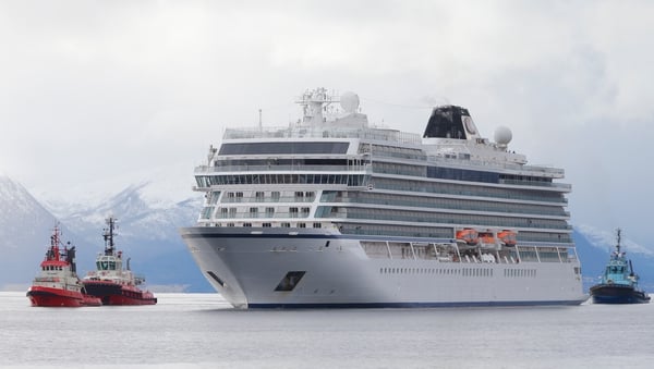 The Viking Sky arrives at the port of Molde in Norway this afternoon