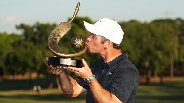 Paul Casey with the winner's trophy