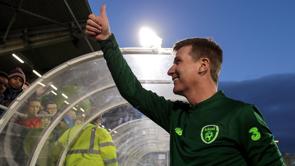Ireland manager Stephen Kenny celebrates after the game