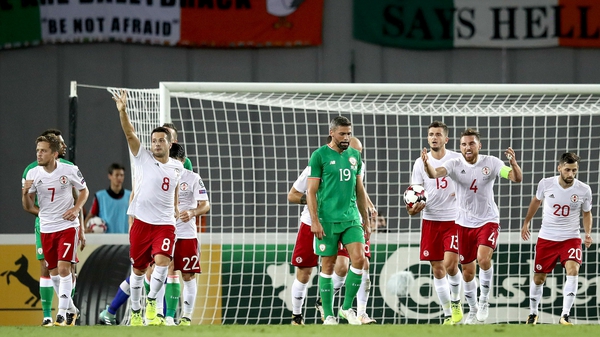 Georgia's Valeri Kazaishvili celebrates scoring the equaliser in the World Cup qualifier in September 2017