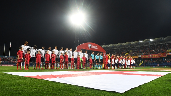 The teams before the match in Podgorica