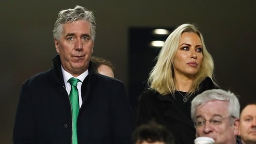 The FAI executive vice-president John Delaney witnessed a protest against FAI governance during the first half