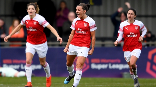 Katie McCabe celebrates after scoring the only goal in Arsenal's 1-0 win over Birmingham