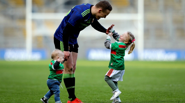 Andy Moran with his kids Ollie and Charlotte at Croke Park after Mayo defeated Kerry in the Division 1 League final
