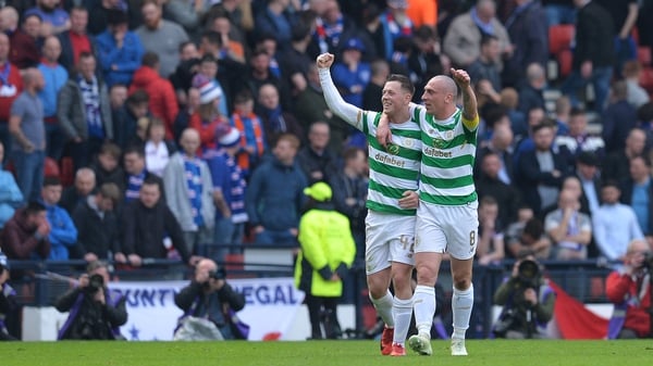 Callum McGregor, left, has backed team-mate and captain Scott Brown following a controversial Old Firm derby