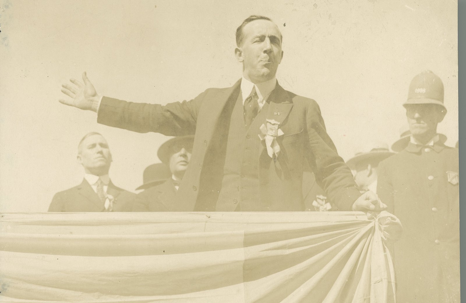 Image - A speech by Harry Boland (seen here addressing a crowd in Boston in 1919) proved highly effective