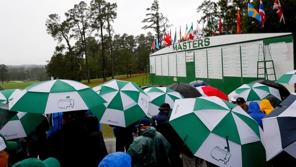 Practice play has been suspended at Augusta National