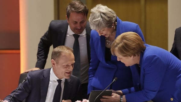 (L-R) European Council President Donald Tusk, Luxembourg Prime Minister Xavier Bettel, British Prime Minister Theresa May and German Chancellor Angela Merkel at summit