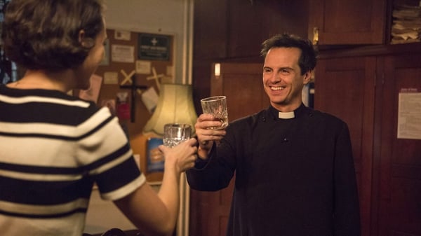 Andrew Scott as The Priest in Phoebe Waller-Bridge's (left) Fleabag