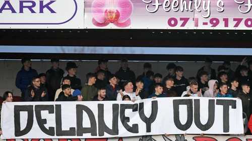 A banner in The Showgrounds last night
