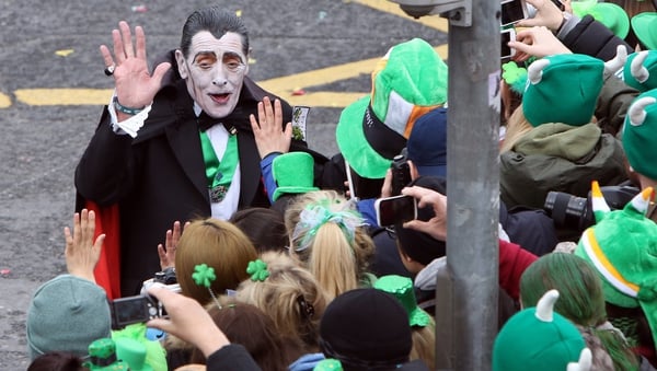Paddy Finlay meets his fans as Paddy Drac at the St Patrick's Day parade in Dublin in 2015