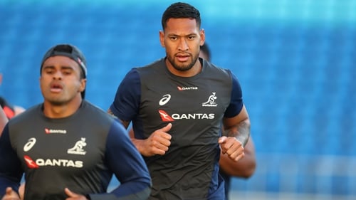 Will Genia, left, and Israel Folau during a Wallaby training session