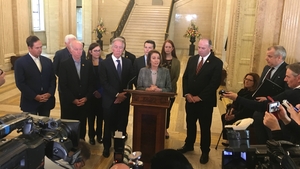 Nancy Pelosi addressed the media at Stormont