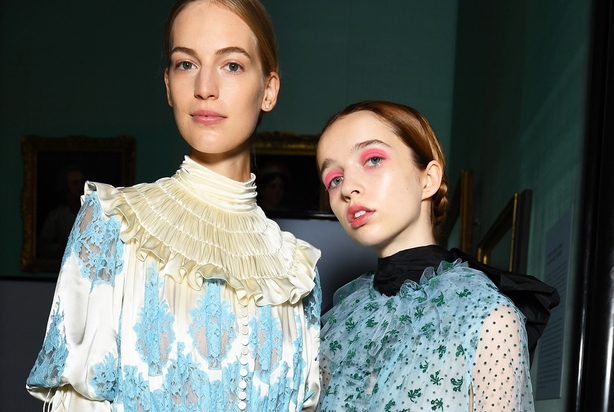models backstage at Erdem SS19 wearing Nars make-up