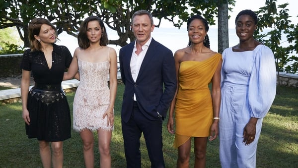 Léa Seydoux, Ana de Armas, Daniel Craig, Naomie Harris and Lashana Lynch at the launch of Bond 25 at Ian Fleming's home GoldenEye in Montego Bay, Jamaica in April