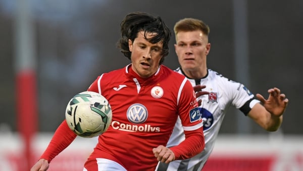 Ronan Coughlan of Sligo Rovers and Dundalk's Daniel Cleary in action during the last league meeting between the sides