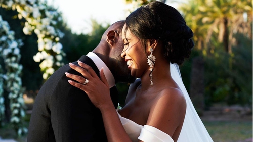 Newlyweds Idris Elba and Sabrina Dhowre. Image: Instagram/BritishVogue