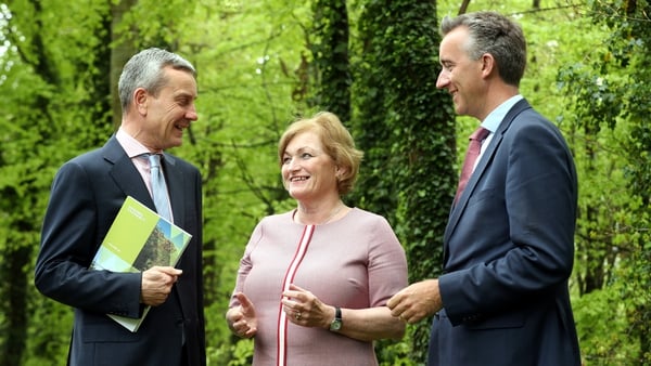 Gerry Britchfield, Acting CEO at Coillte, Bernie Gray, Chairperson and Fergal Leamy, outgoing CEO