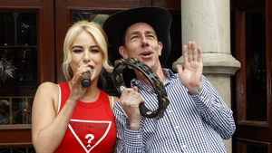 Cliona Hagan busking outside Dublin's Gaeity Theatre Cliona Hagan busking outside Dublin's Gaeity Theatre