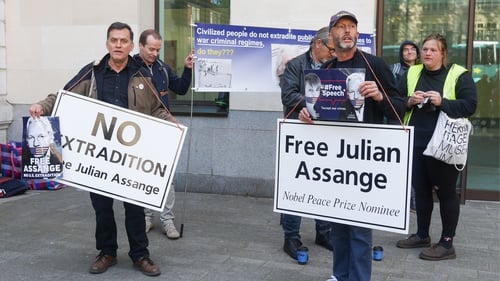 Supporters of Julian Assange outside Westminster Magistrates' Court