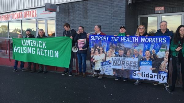 Members of Limerick Solidarity, Limerick Housing Action and Limerick Against Pollution are taking part in the protest