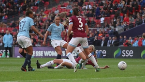 Manchester City Women's Georgina Stanway scores her side's second goal of the game