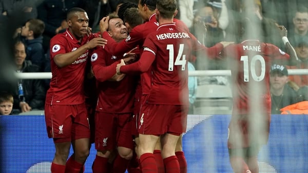 Liverpool celebrate the winning goal