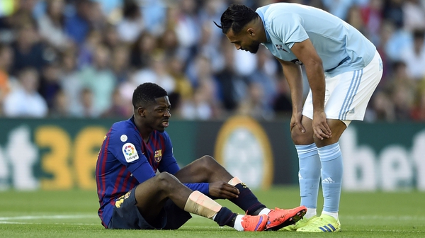 Ousmane Dembele went off injured as Barcelona were beaten