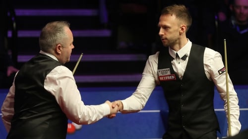 Trump (r) and Higgins clashed in the World Championship final in May